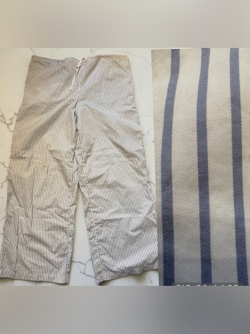 NWOT SKIMS Blue Striped Oversized Cotton Poplin Pajama Lounge Pants Women’s Med